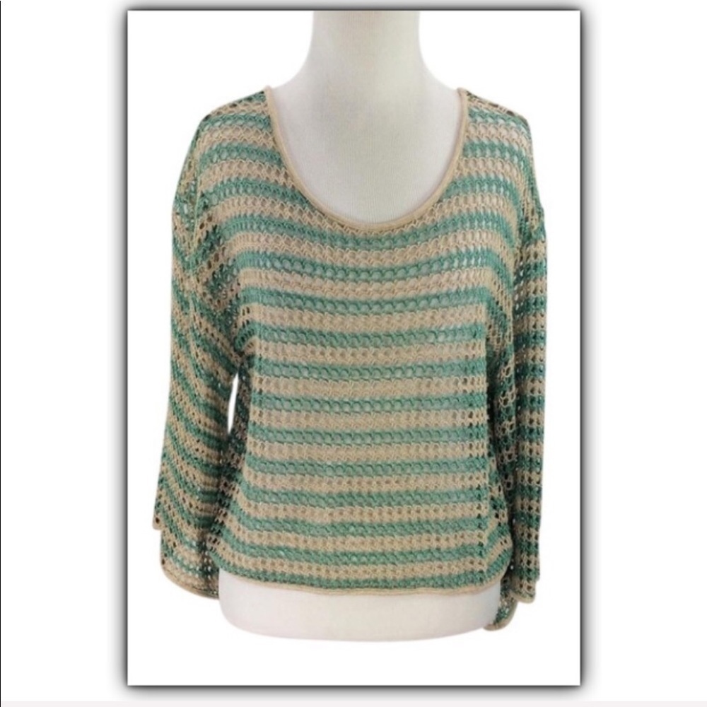 Vintage Anthropologie Ella Moss open knit crocheted sweater size medium
